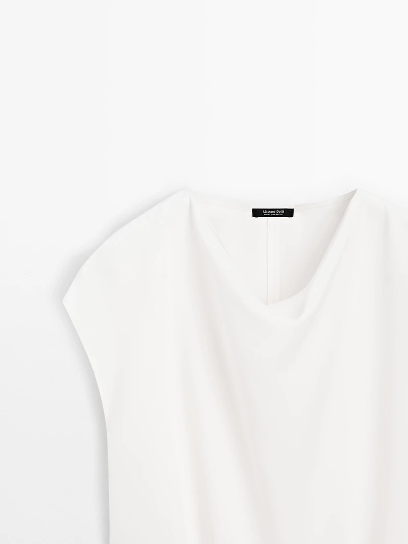 Crepe top with cowl neckline