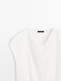 Crepe top with cowl neckline