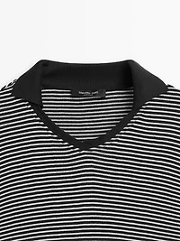 Striped long sleeve polo shirt