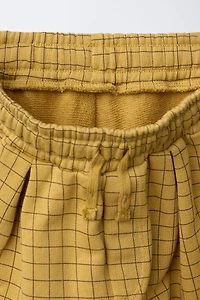 STRAIGHT FIT PLUSH PLAID PANTS