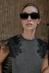 FLORAL RIBBED TOP