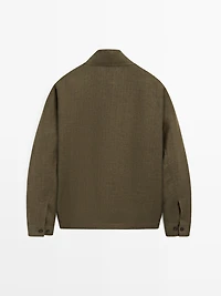 100% linen overshirt with striped pocket details