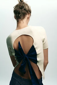 RIBBED KNIT TIE TOP
