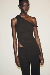 TEXTURED WIDE LEG PANTS