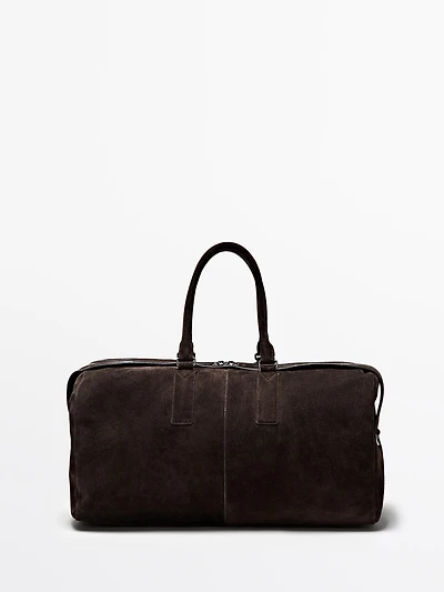 Suede leather travel bag
