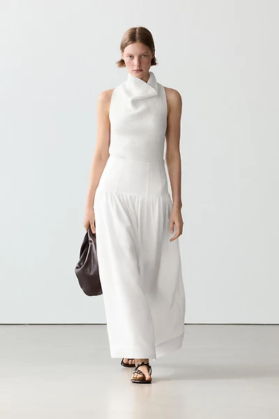 Midi skirt with yoke detail
