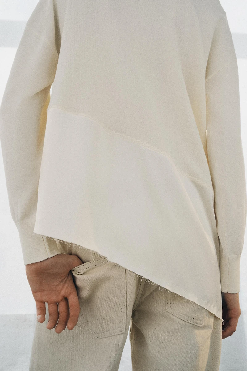 ASYMMETRIC COMBINATION KNIT JUMPER