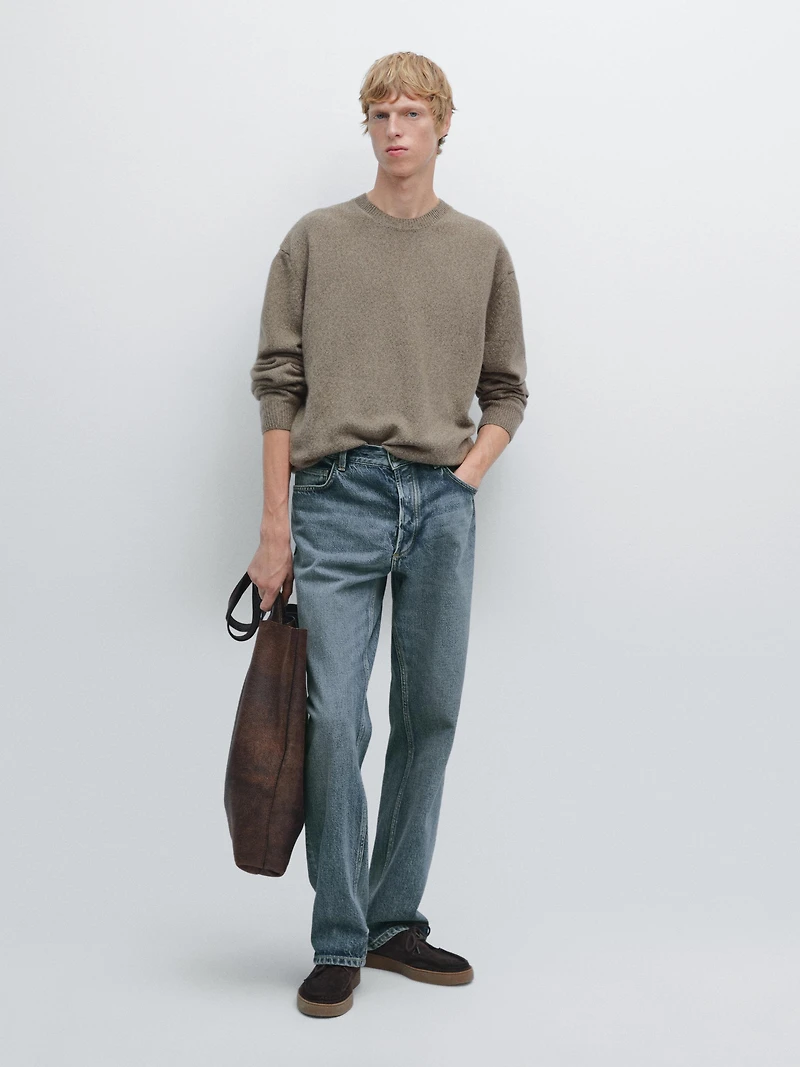 Pull en maille chinée à col rond