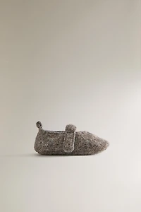 WOOL EFFECT BALLERINA SLIPPERS