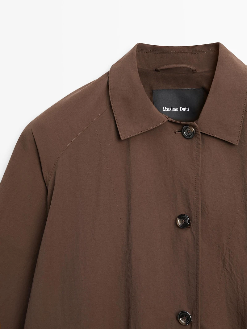Oversize cape trench with neck detail