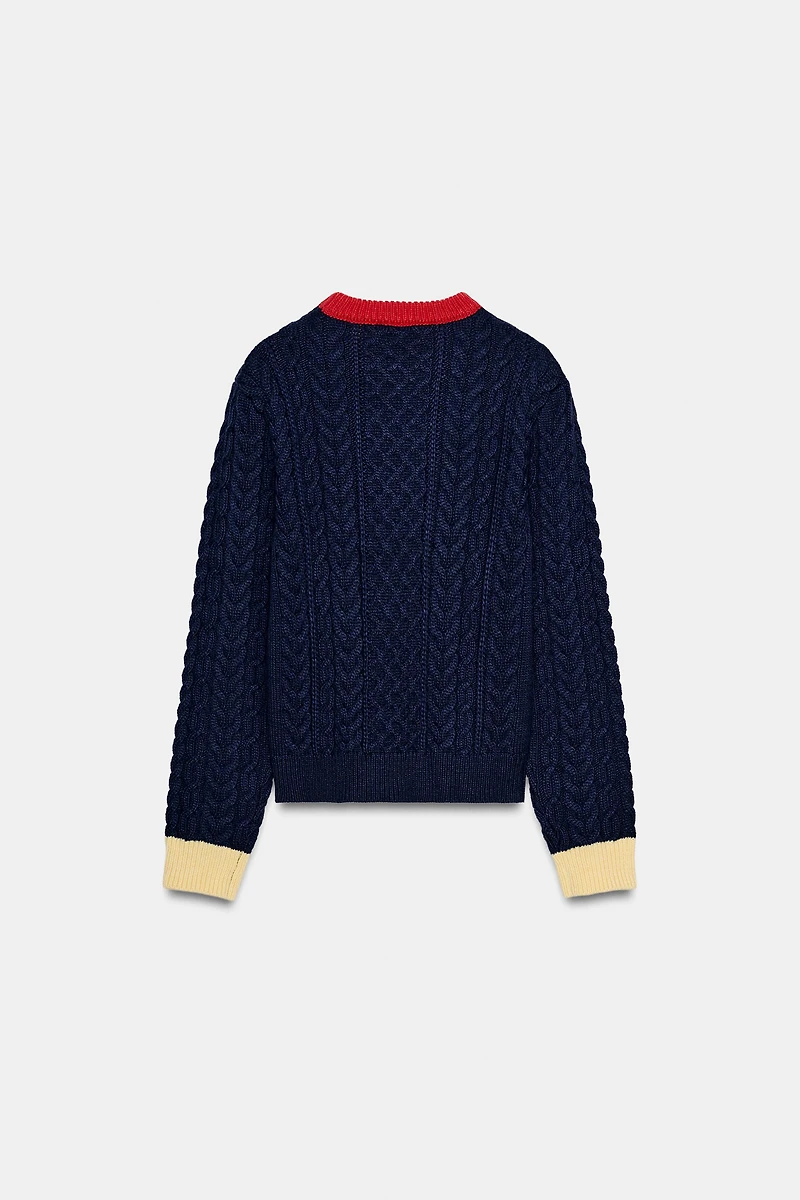 CABLE KNIT COLORBLOCK JUMPER