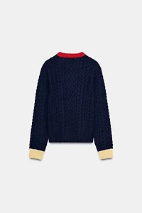 CABLE KNIT COLORBLOCK JUMPER