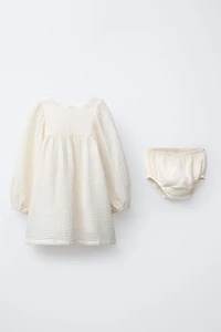 COTTON GAUZE DRESS AND BLOOMERS