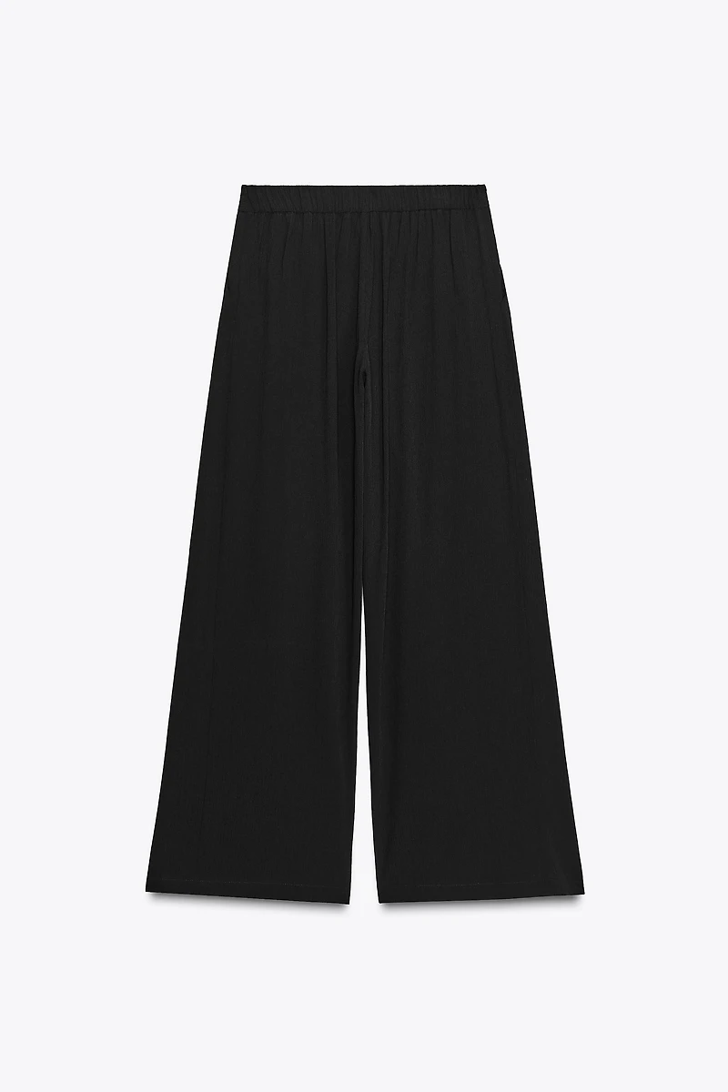 CROSS WAIST WIDE LEG PANTS