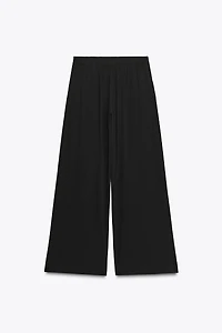 CROSS WAIST WIDE LEG PANTS