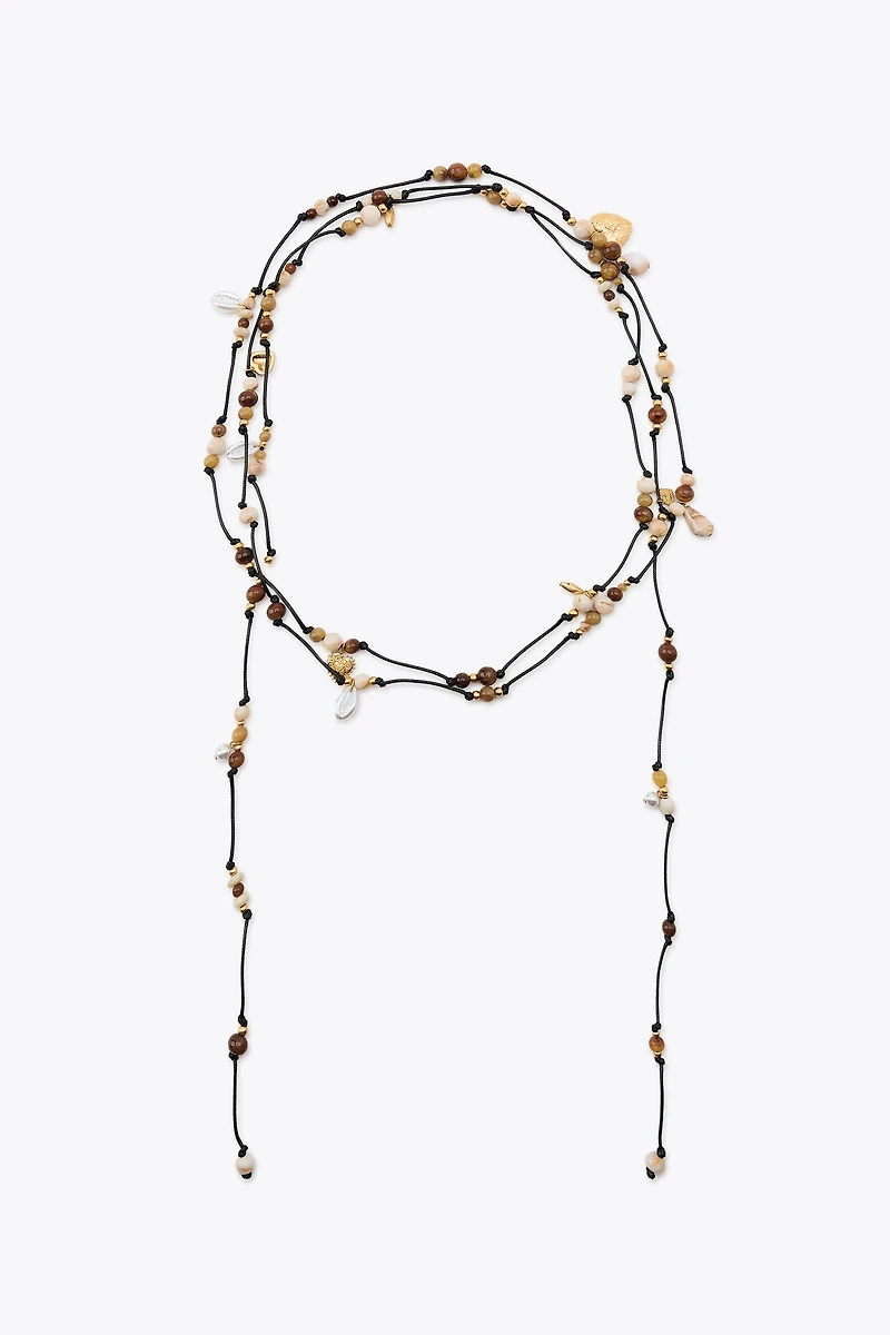 MULTI-WAY CORD BEADED CHARM NECKLACE