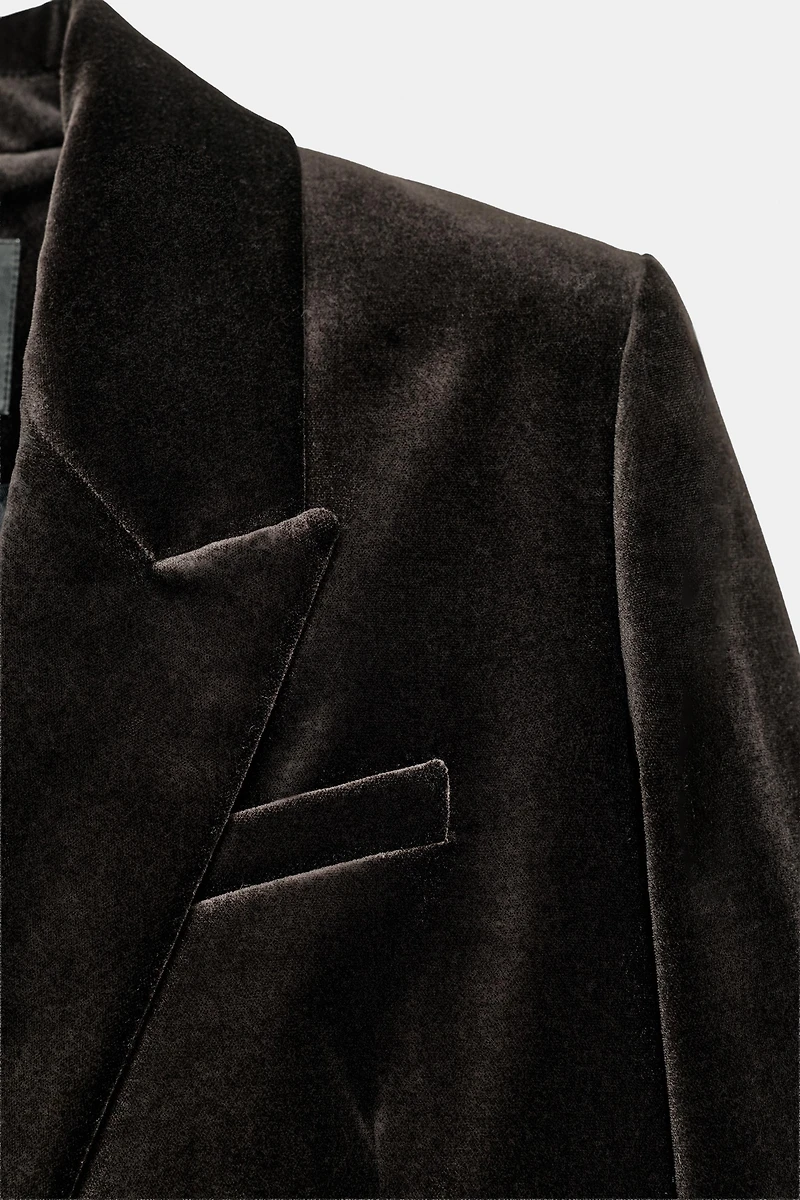 VELVET DOUBLE-BREASTED BLAZER ZW COLLECTION