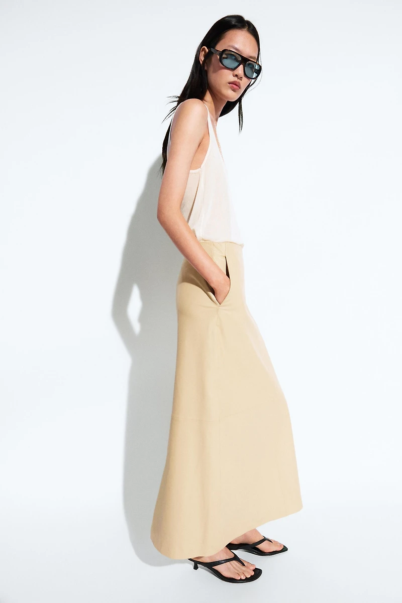 Nappa leather midi skirt