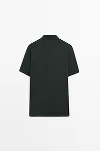 Wool blend knit polo shirt