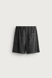 WASHED WAFFLE TEXTURE SWEATSHORTS