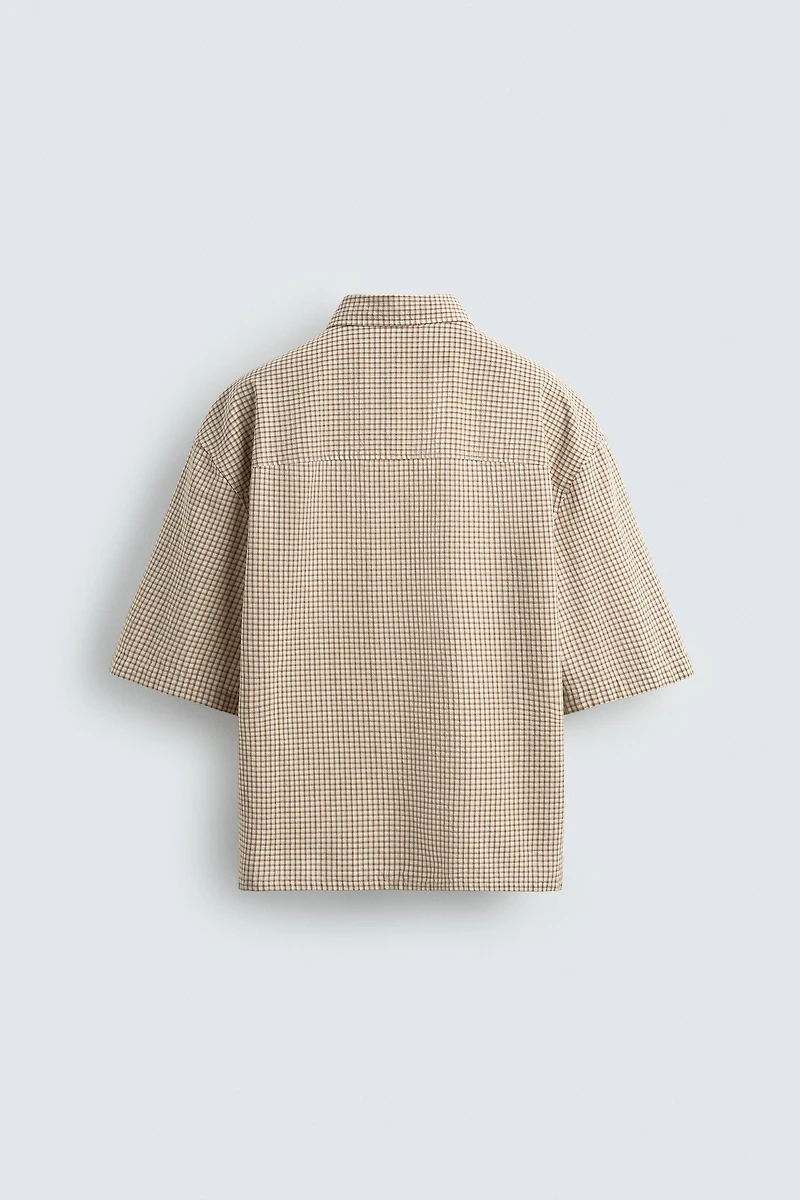 CONTRAST EMBROIDERED PLAID SHIRT