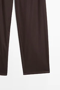 Cotton blend poplin pleated pants