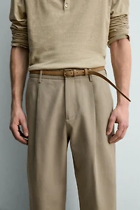 PLEATED STRAIGHT FIT PANTS