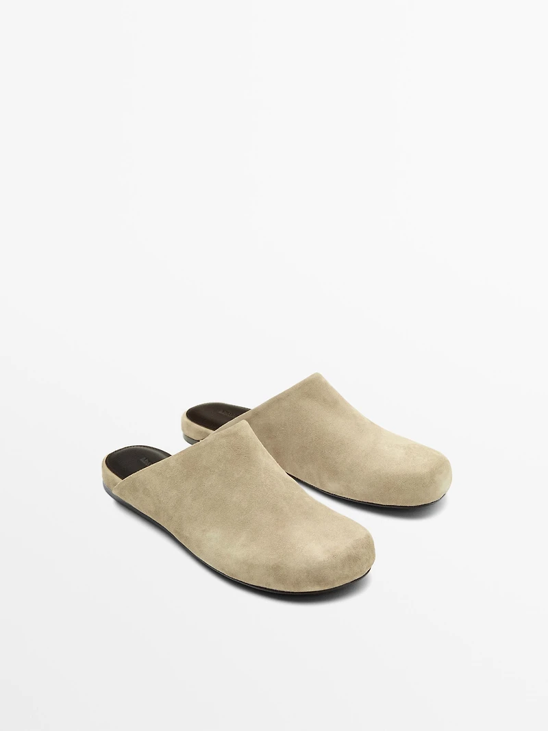 Split suede clogs