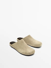 Split suede clogs