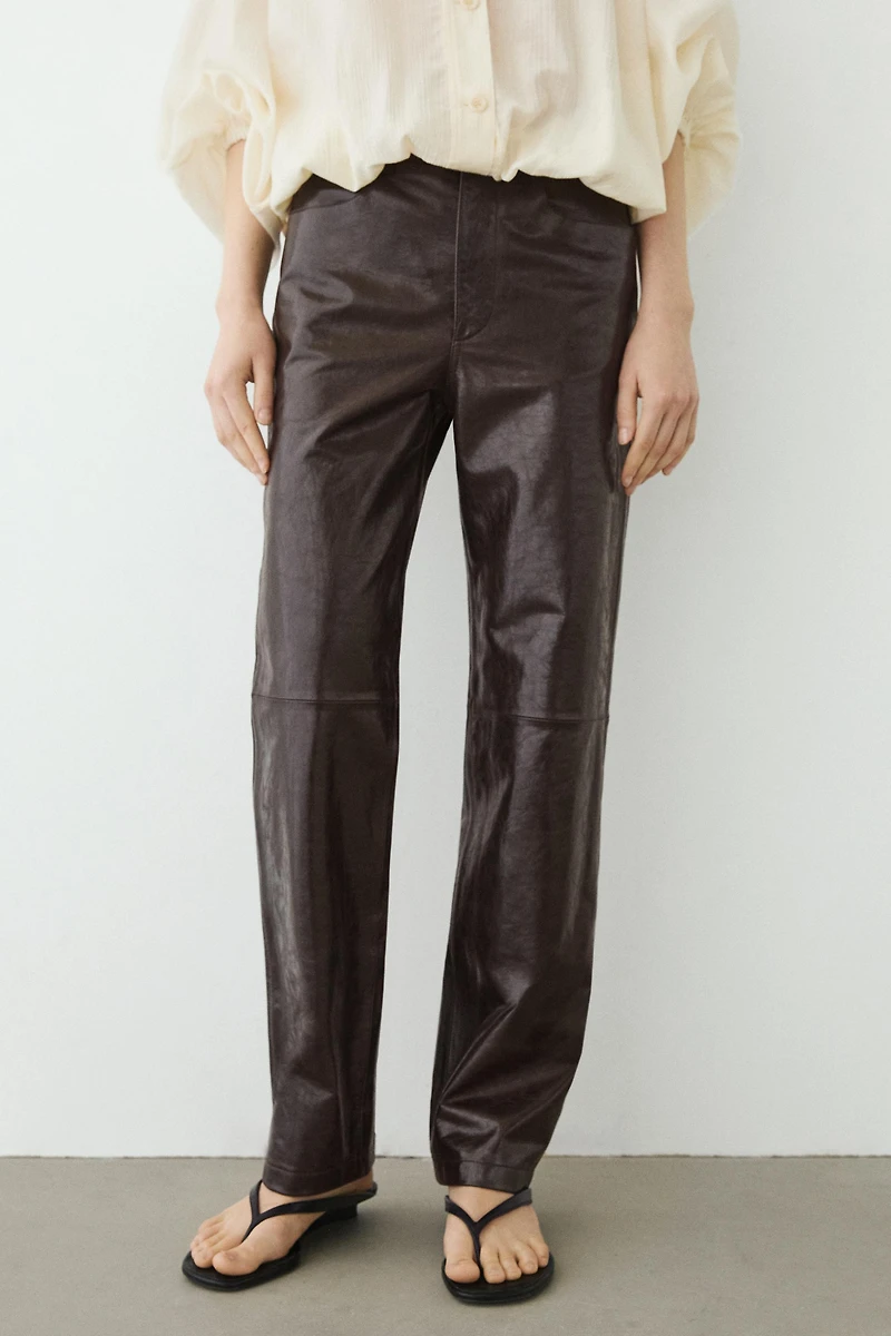 Pantalon en cuir nappa