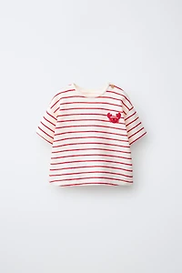 T-SHIRT À RAYURES BRODERIE CRABE