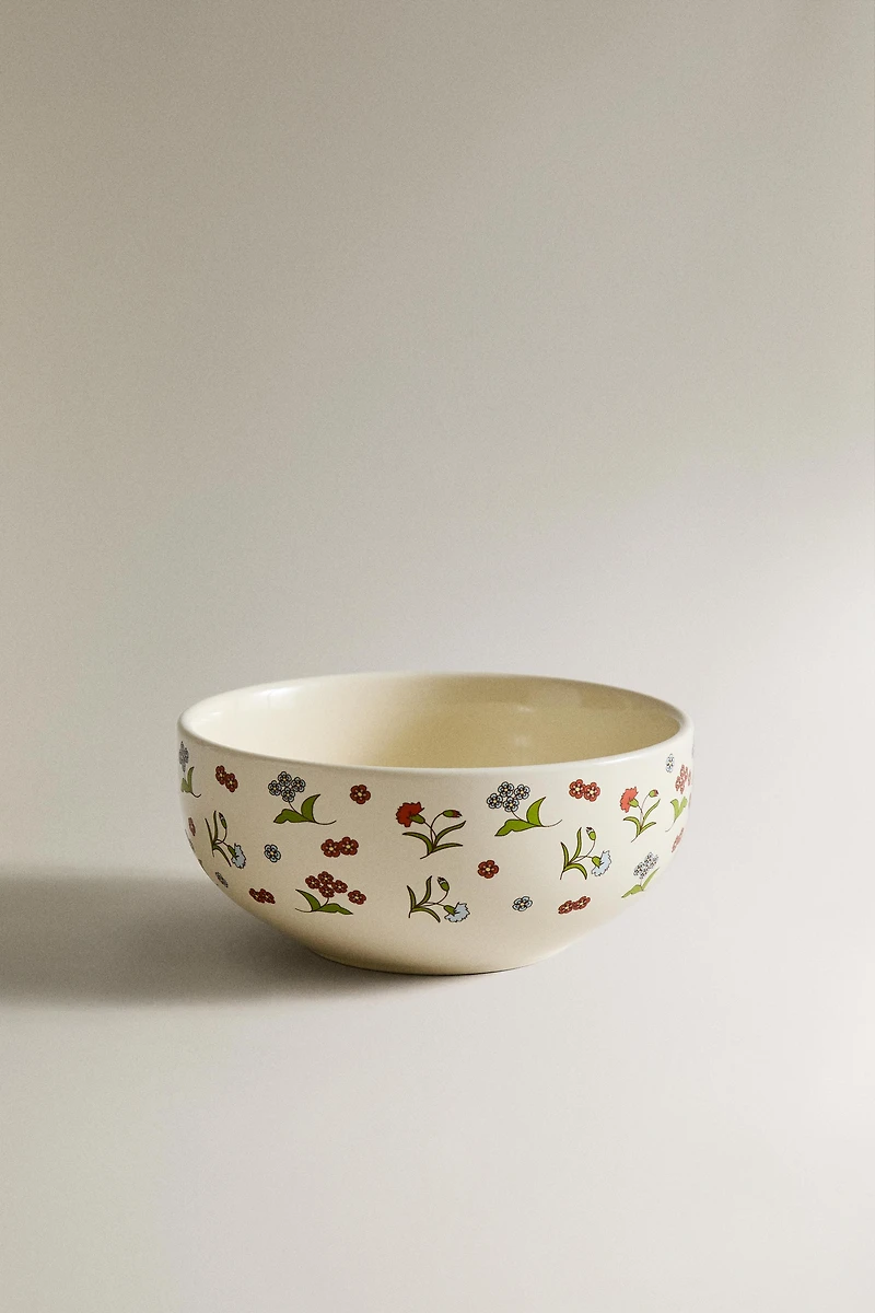 KIDS' FLORAL STONEWARE BOWL