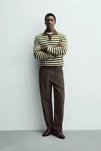 STRIPED KNIT POLO SHIRT