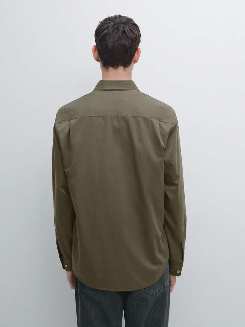 Regular fit cotton blend shirt