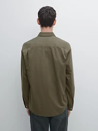 Regular fit cotton blend shirt