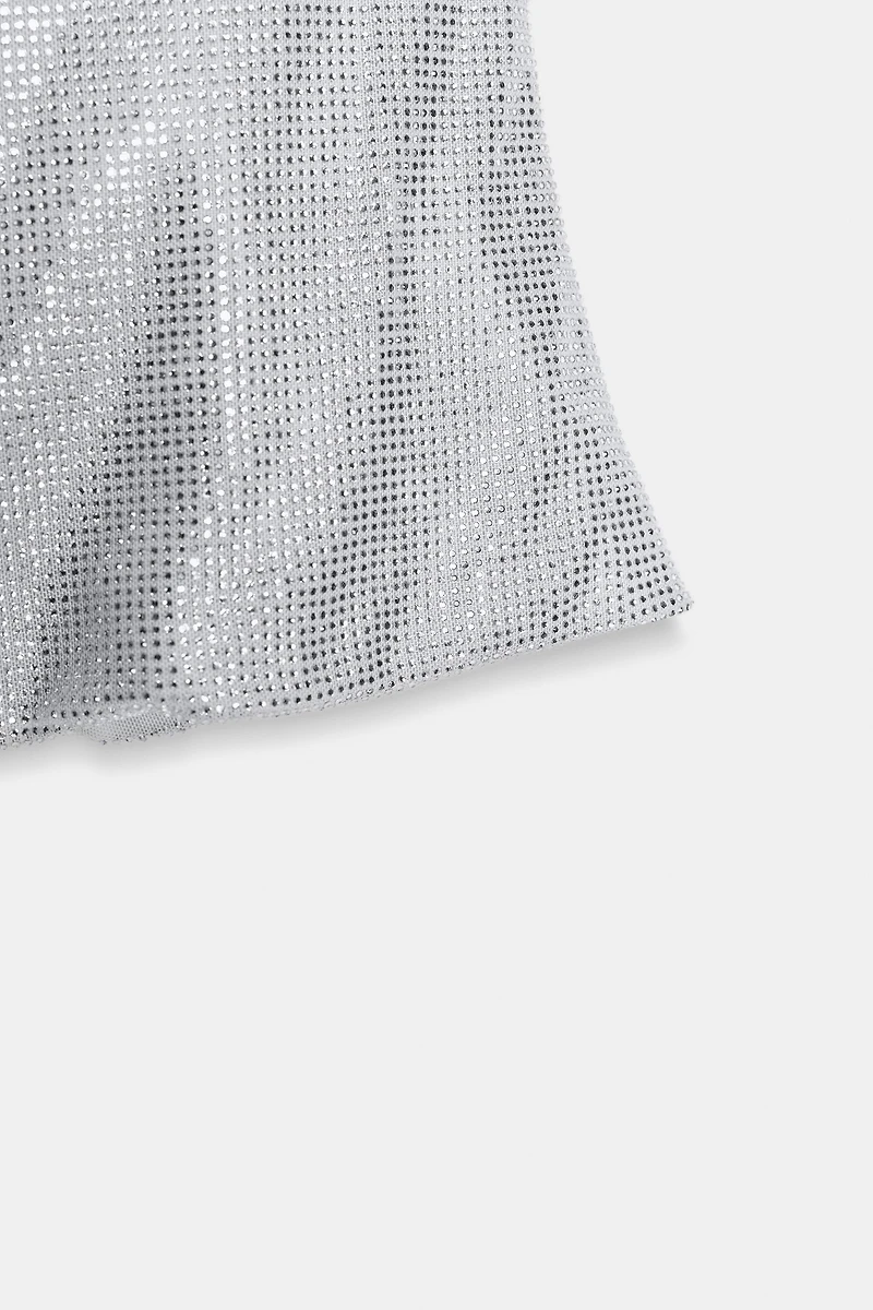 TOP EN MESH DRAPÉ STRASS