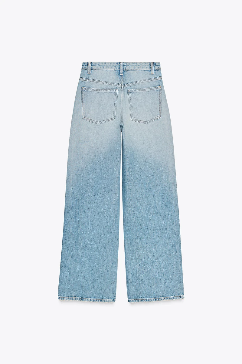 TRF HIGH WAIST CROSSOVER WIDE LEG JEANS