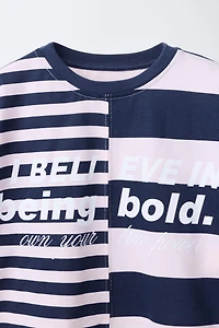 STRIPED TEXT T-SHIRT