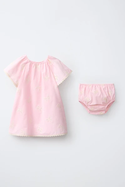 EMBROIDERED BUTTERFLY DRESS AND BLOOMER SET