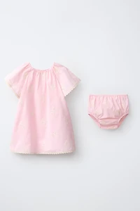 EMBROIDERED BUTTERFLY DRESS AND BLOOMER SET