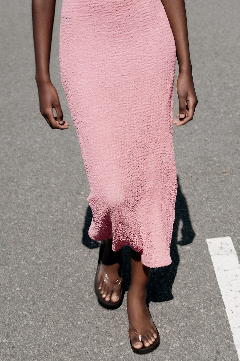 TEXTURED MIDI DRESS