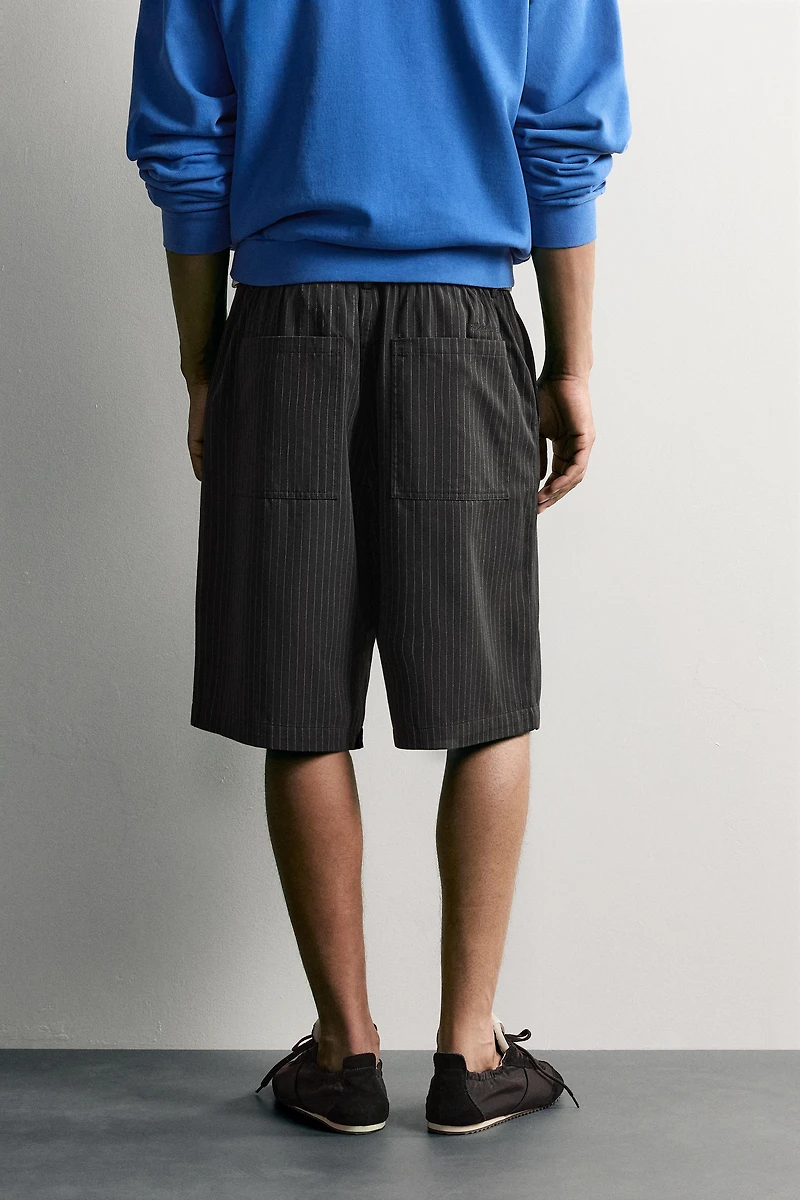 PINSTRIPE BAGGY FIT SHORTS