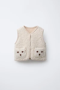 EMBROIDERED FLORAL SHERPA KNIT VEST