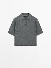 100% cashmere knit short sleeve sweater