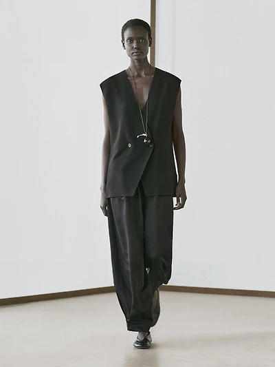 Long double-breasted vest