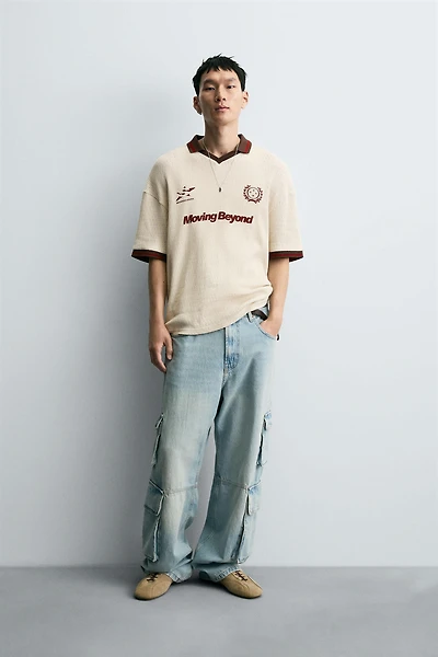 RETRO SOCCER TEXTURED POLO SHIRT