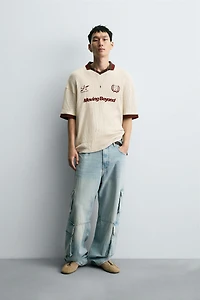 RETRO SOCCER TEXTURED POLO SHIRT