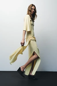 OPEN BACK CAPE MAXI DRESS