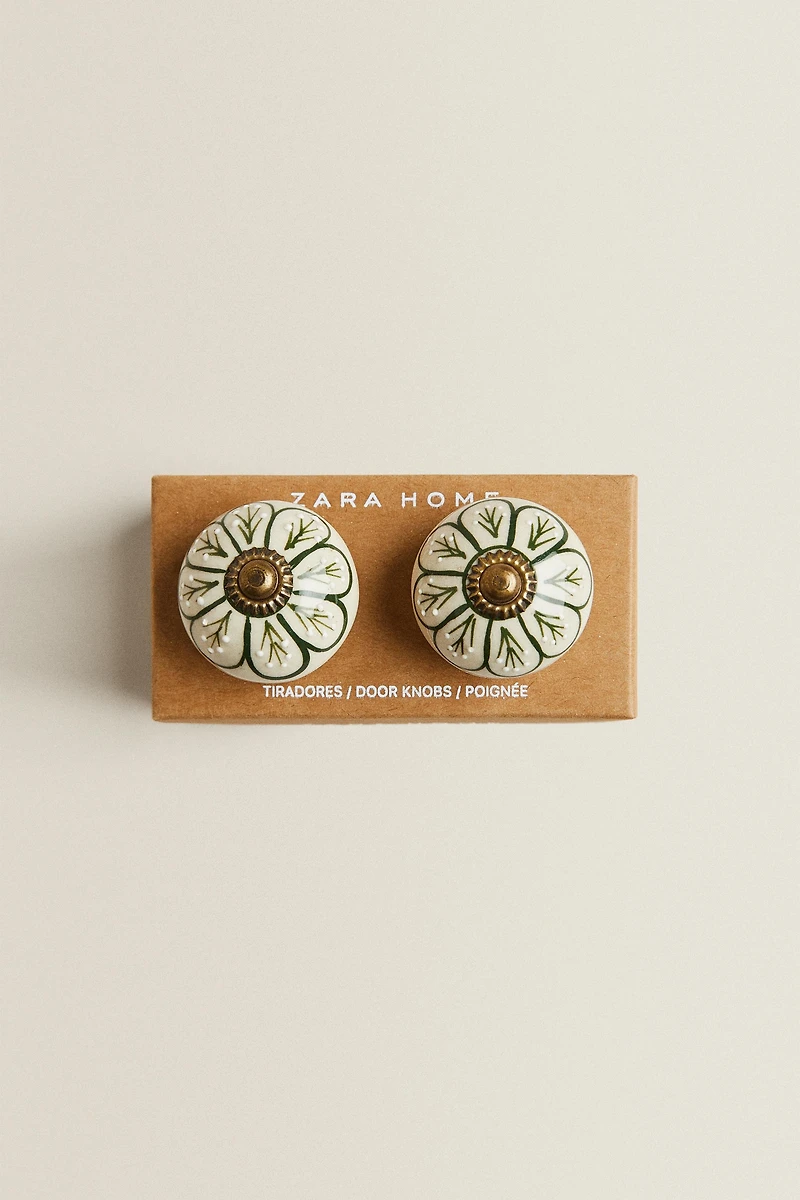 SET OF CERAMIC FLOWER KNOBS (SET OF 2