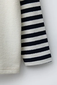 STRUCTURED STRIPED SLEEVE T-SHIRT